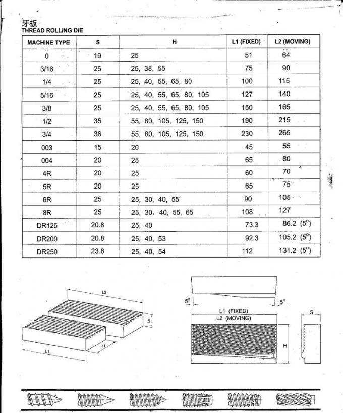 Self Tapping Flat Thread Rolling Dies CAD Design For Screw Machine